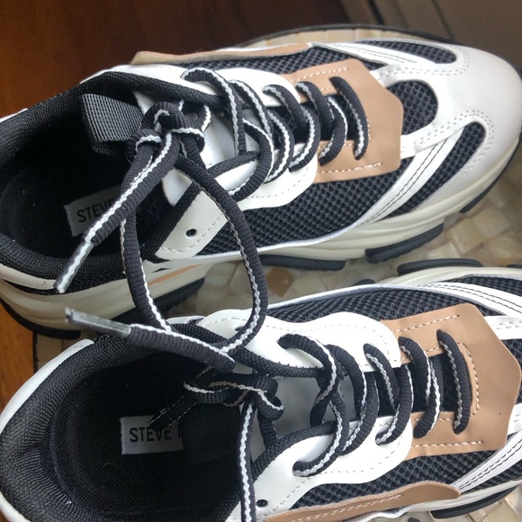 Steve Madden Shoes - Steve Madden Black, White, and Tan Sneakers